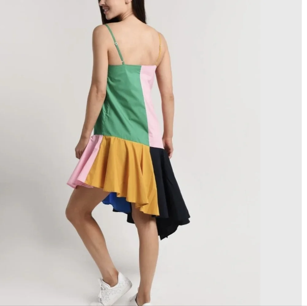English Factory Slip Mini Dress Asymetrical  Colorblock S - Picture 4 of 8